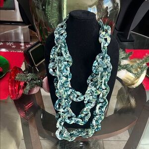 Sassy Jones- Zara Green and White Chain Three Strand  Detachable Necklace